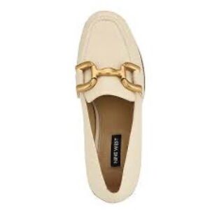 Nine West Lilma ivory patent loafer with gold hardware